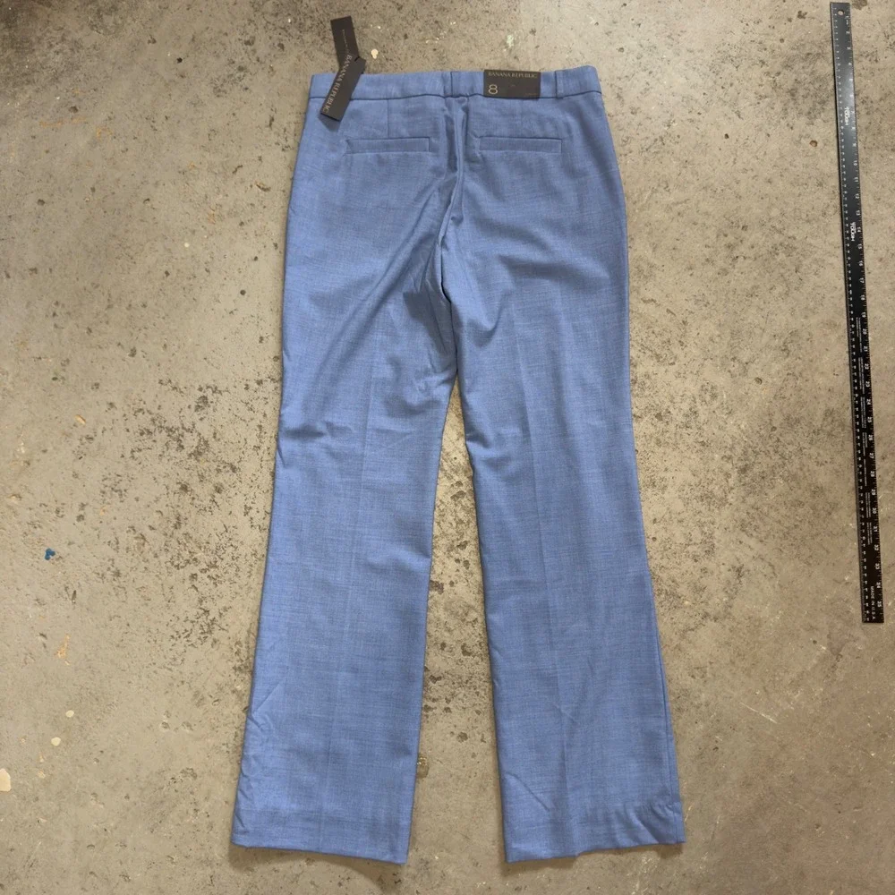 Banana Republic Logan Fit Light Blue Wool Blend Straight Leg Dress Pants Size 8 - Picture 7 of 10